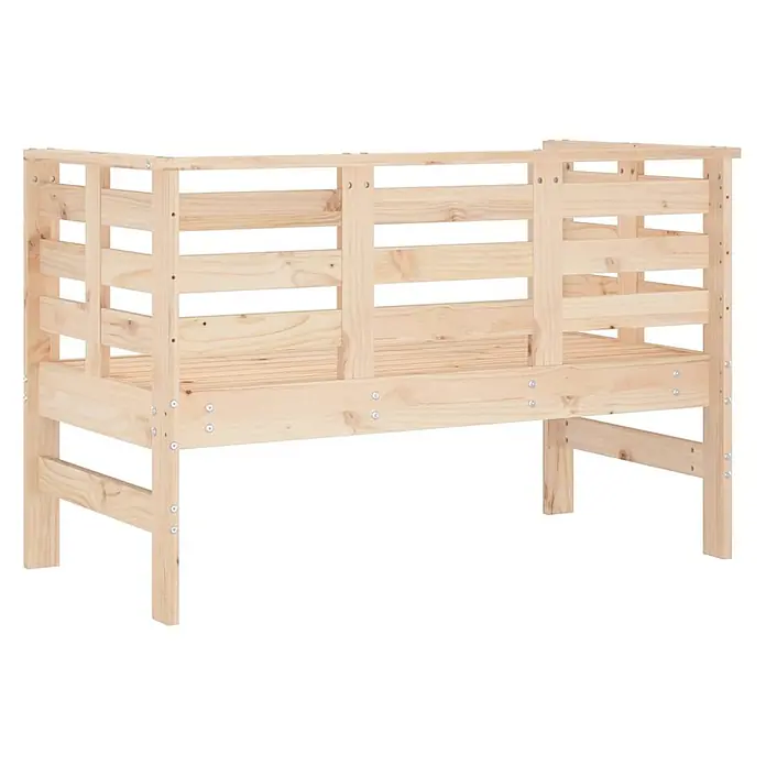 Furnicato Gartenbank Kiefernholz unbehandelt - B x T x H: 111,5 x 53 x 71 cm, Natürliche Kiefer - Bettrahmen aus hellem Naturkiefernholz mit Lattenrost und hohen Seiten.