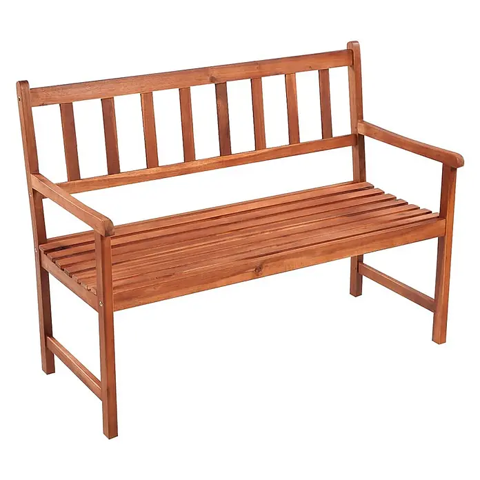 Furnicato Gartenbank Akazienholz geölt - B x T x H: 58 x 120 x 90 cm, Hellblau - Braune Holzgartenbank mit Lattenrost.