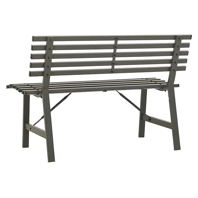 Furnicato Gartenbank pulverbeschichtet - B x T x H: 110 x 59 x 76,5 cm, Schwarz - Dunkelgraue, klappbare Gartenbank aus Metall mit Lattenrost und angewinkelter Rückenlehne.