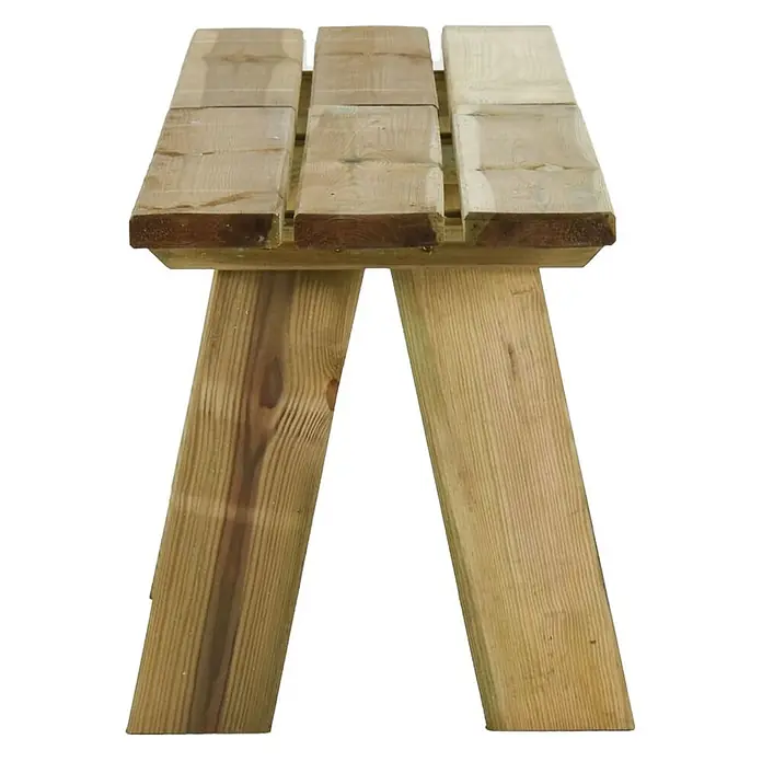 Furnicato Gartenbank Kiefernholz imprägniert - B x T x H: 220 x 38 x 45 cm, Braun - Holz-Picknickbank mit Lattenrostplatte und stabilen A-Rahmen-Beinen.