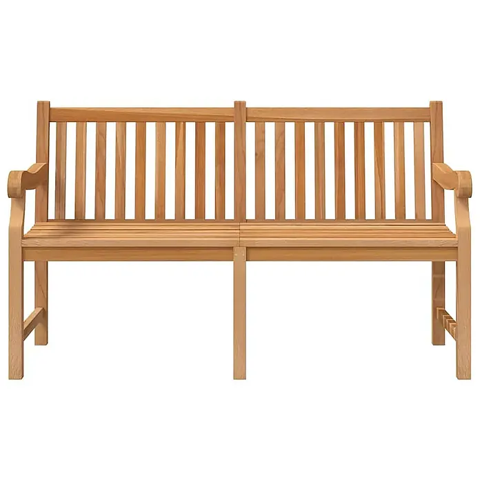 Furnicato Gartenbank Teak-Hartholz - B x T x H: 150 x 69 x 92 cm, Braun - Hellebraune Gartenbank aus Holz mit Lattenrückenlehne und Sitzfläche.