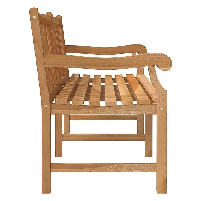 Furnicato Gartenbank Teak-Hartholz - B x T x H: 150 x 69 x 92 cm, Braun - Hellbraune Gartenbank aus Holz mit Lattenrostsitz und Rückenlehne.