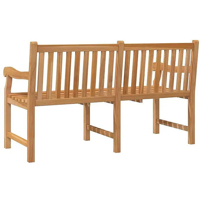 Furnicato Gartenbank Teak-Hartholz - B x T x H: 150 x 69 x 92 cm, Braun - Helle Holzbank, zweisitzig, mit Lattenrückenlehne und Armlehnen.