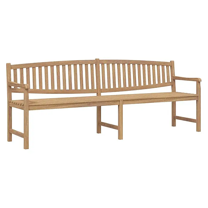 Furnicato Gartenbank - Braun - Lange Teakholz-Gartenbank mit Lattenrost und geschwungener Rückenlehne.