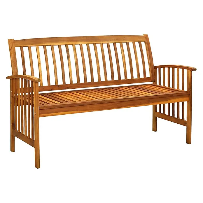 Furnicato Gartenbank Akazien-Massivholz geölt - B x T x H: 147 x 64 x 90 cm, Dunkelgrau - Holzgartenbank mit Lattenrückenlehne, Sitzfläche und Armlehnen.