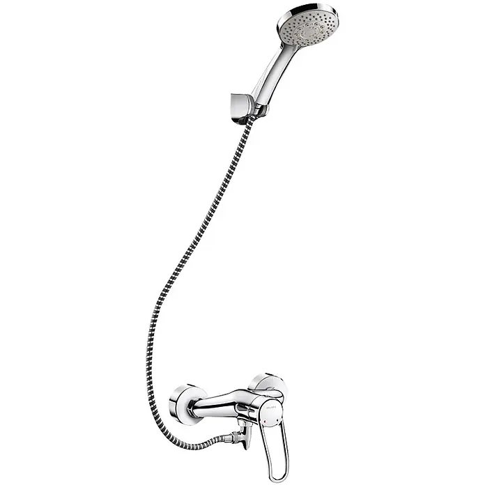 Delabie Duschsystem Delabie Duschsys selbstentl. mit Armatur 2539EPS, Standard S-Anschl. -  - Verchromtes Handbrause-Set mit flexiblem Schlauch und Mischbatterie.