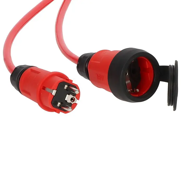 Brennenstuhl Verlängerungskabel BREMAXX-PUR - 25 mm, Rot, IP44, H07BQ - Rotes Industriekabel mit Stecker und Buchsenkupplung.