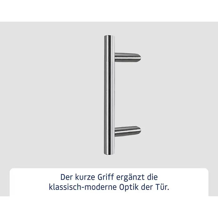 Hörmann EcoStar Haustür ISOPRO Secur IPS 410S - 110 x 210 cm, DIN Anschlag: Rechts, Anthrazitgrau - Kurzer, polierter Edelstahl-Stoßgriff mit zwei Befestigungspunkten.