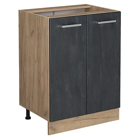 Vicco Küchenunterschrank R-Line, Schwarz Beton, 60 cm