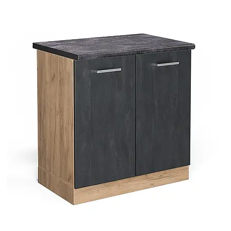 Vicco  Schrankküche R-Line Schwarz Beton AP Anthrazit