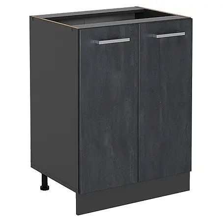 Vicco Küchenunterschrank R-Line, Schwarz Beton, 60 cm