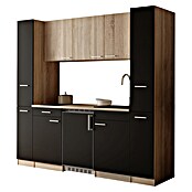 Respekta Küchenzeile Ingrid (Breite: 210 cm, Schwarz, Mit Kochfeld + Kühlschrank) | BAUHAUS