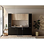 Respekta Küchenzeile Ingrid (Breite: 210 cm, Schwarz, Mit Kochfeld + Kühlschrank) | BAUHAUS