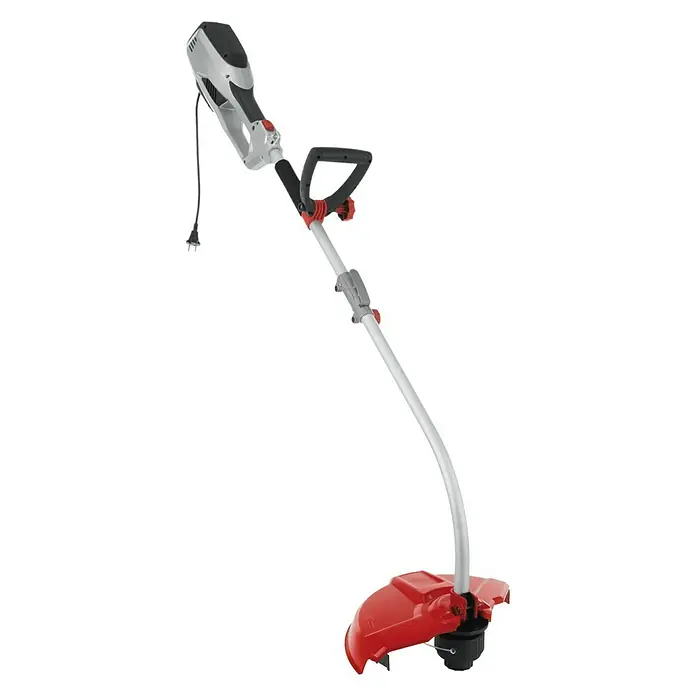 AL-KO Elektro-Rasentrimmer BC 1000 E - 1.000 W, Schnittbreite Faden: 35 cm - Freistehender, netzbetriebener Rasentrimmer mit rotem Schutz und silbernem Griff für präzise Gartenarbeit.
