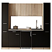 Respekta Küchenzeile Ingrid (Breite: 210 cm, Schwarz, Mit Kochfeld + Kühlschrank) | BAUHAUS