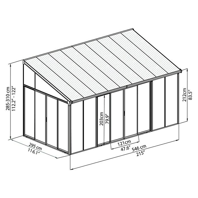 Palram – Canopia Wintergarten San RemoB x T x H: 5,46 m x 3 m x 3,1 m, Verkehrsweiß Unknown