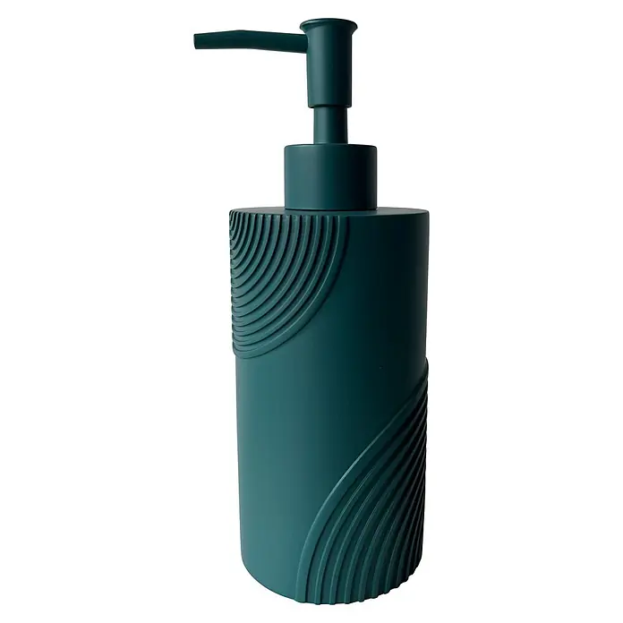 Camargue Seifenspender Design - Harz, Petrol - Dunkelpetrolfarbener Seifenspender mit gerilltem Strukturmuster.