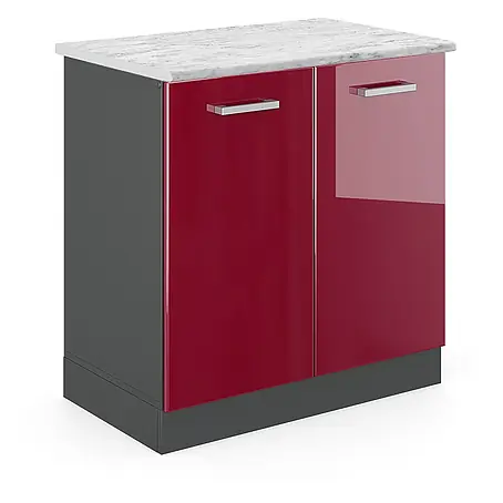 Vicco  Schrankküche R-Line Rot Hochglanz AP Marmor