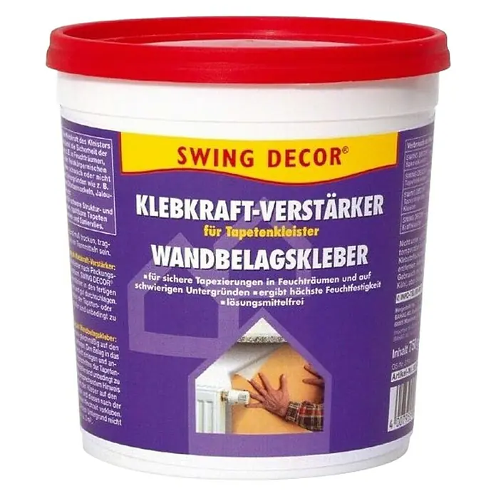 Swing Decor Klebkraft-Verstärker - 750 g, Lösemittelfrei - Dose Swing Decor Klebkraft-Verstärker für Tapetenkleister. Erhöht die Klebkraft für sichere Tapezierungen.