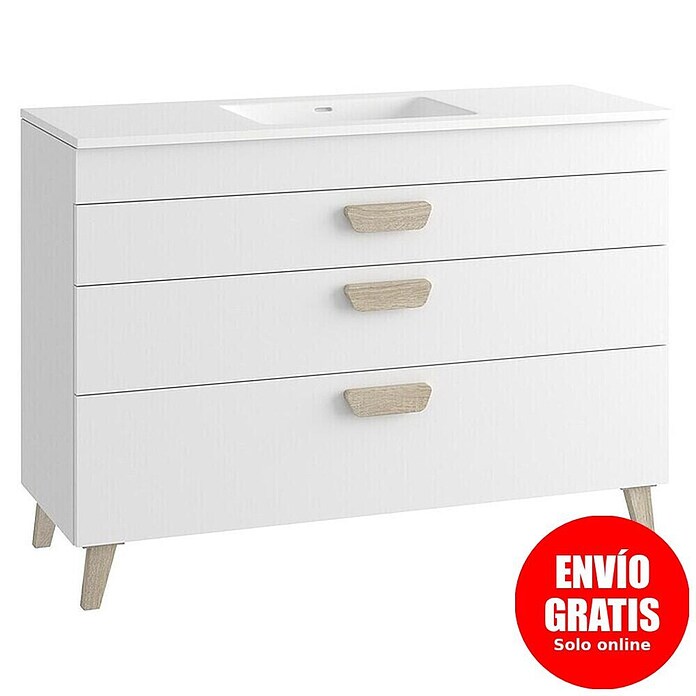 Mueble de lavabo Danubio (L x An x Al: 45 x 120 x 72 cm, Blanco/Roble bardolino, Tablero de aglomerado) | BAUHAUS