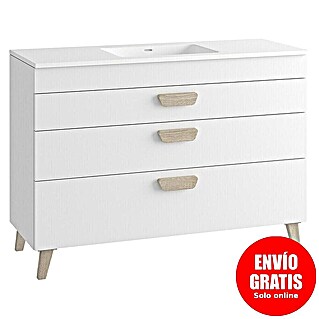 Mueble de lavabo Danubio (L x An x Al: 45 x 120 x 72 cm, Blanco/Roble bardolino, Tablero de aglomerado)