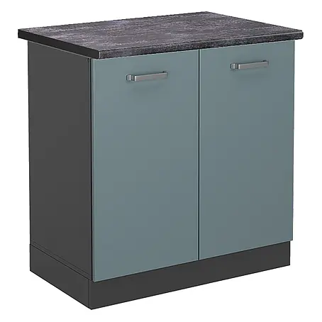 Vicco  Schrankküche R-Line Blau-Grau, AP Anthrazit