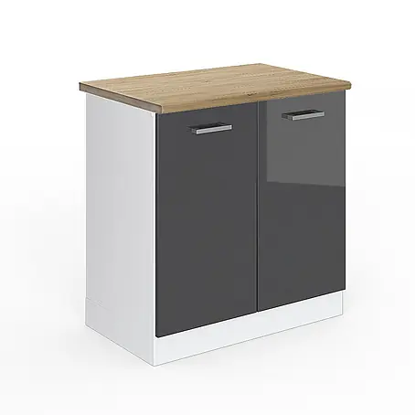Vicco  Schrankküche R-Line Anthrazit Hochglanz, AP Eiche