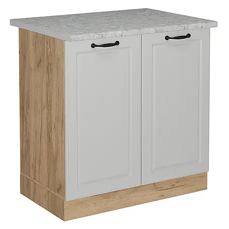 Vicco  Schrankküche R-Line Weiß Landhaus AP Marmor