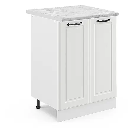Vicco  Schrankküche R-Line Weiß Landhaus, AP Marmor