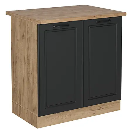Vicco  Schrankküche R-Line Anthrazit Landhaus, AP Eiche