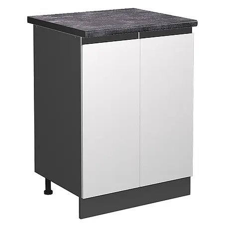 Vicco  Schrankküche R-Line Weiß J-Shape, AP Anthrazit