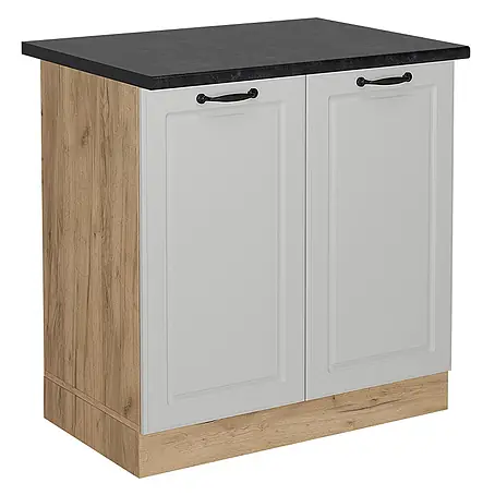 Vicco  Schrankküche R-Line Weiß Landhaus, AP Anthrazit