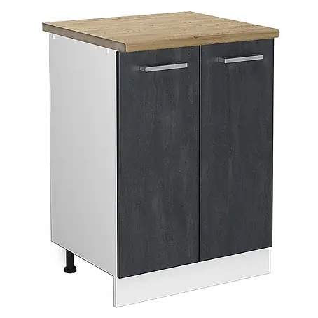 Vicco Küchenunterschrank R-Line, Schwarz Beton, 60 cm
