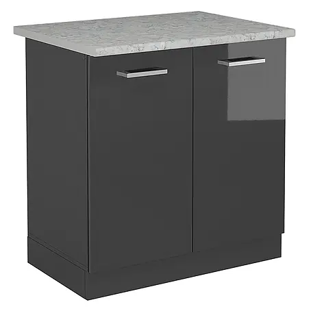 Vicco  Schrankküche R-Line Anthrazit Hochglanz AP Marmor