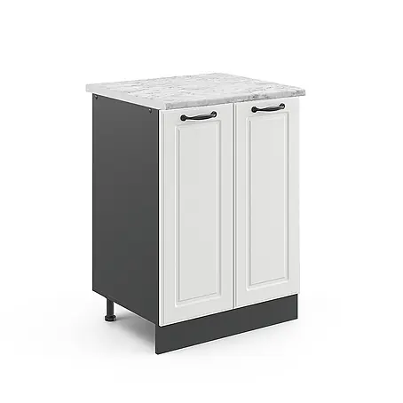 Vicco  Schrankküche R-Line Weiß Landhaus, AP Marmor