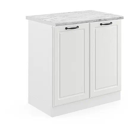 Vicco  Schrankküche R-Line Weiß Landhaus, AP Marmor