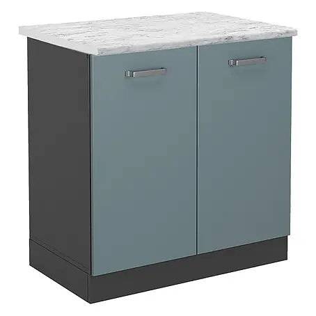 Vicco  Schrankküche R-Line Blau-Grau AP Marmor