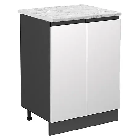 Vicco  Schrankküche R-Line Weiß J-Shape AP Marmor