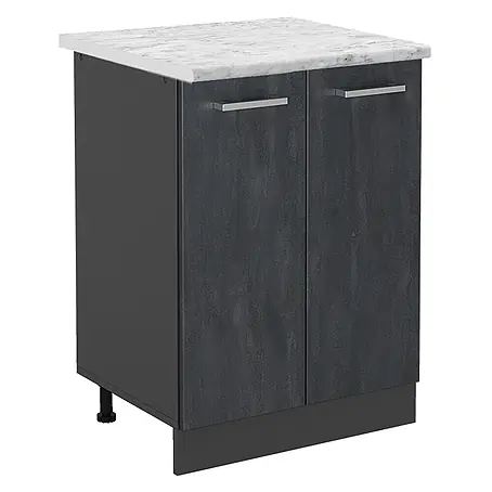 Vicco Küchenunterschrank R-Line, Schwarz Beton, 60 cm