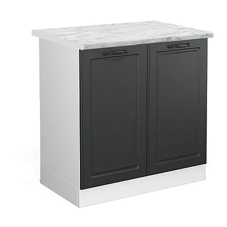 Vicco  Schrankküche R-Line Anthrazit Landhaus, AP Marmor