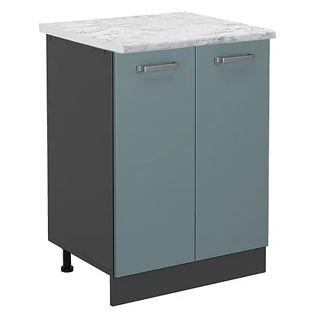 Vicco  Schrankküche R-Line Blau-Grau AP Marmor