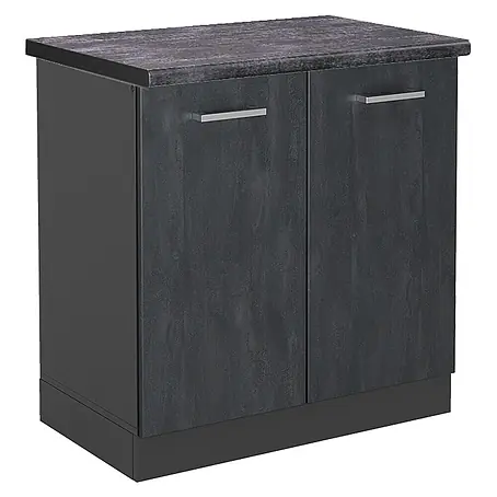 Vicco  Schrankküche R-Line Schwarz Beton AP Anthrazit