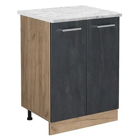 Vicco Küchenunterschrank R-Line, Schwarz Beton, 60 cm