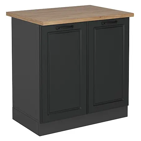 Vicco  Schrankküche R-Line Anthrazit Landhaus, AP Eiche