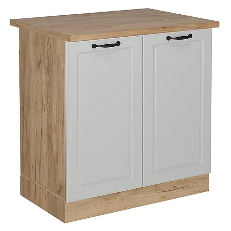 Vicco  Schrankküche R-Line Weiß Landhaus, AP Eiche