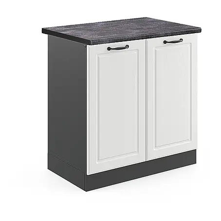 Vicco  Schrankküche R-Line Weiß Landhaus, AP Anthrazit