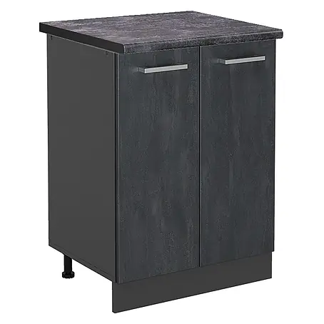 Vicco Küchenunterschrank R-Line, Schwarz Beton, 60 cm