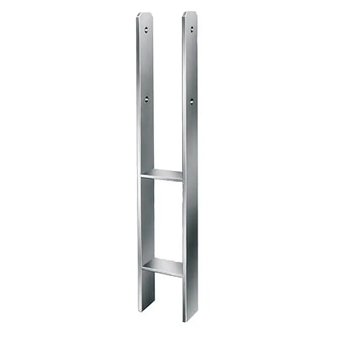 GartenLand Pfostenanker - Stahl, Passend für: 7x7 und 9x9 cm Pfosten, Zum Einbetonieren - Silbernes Metallgestell mit zwei Ablagen.