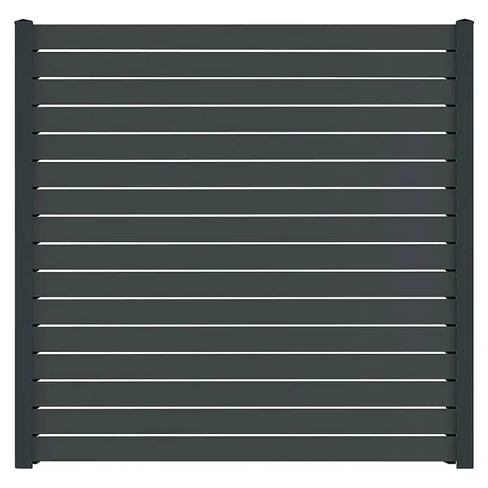 Deutsche Zauntechnik Zaun-Set Vidual Pure - B x H: 7,14 x 1,76 m, Anthrazitgrau - Dunkelgraues Lamellen-Zaunfeld mit horizontalen Brettern.