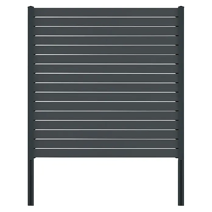 Deutsche Zauntechnik Zaun-Set Vidual Pure - B x H: 7,14 x 1,76 m, Anthrazitgrau - Dunkelgraues Lamellen-Zaunelement mit horizontalen Brettern.